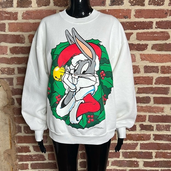 Vintage 90s Holiday Crew Neck Sweatshirt by Sun Sportswear Size Large - Picture 2 of 5